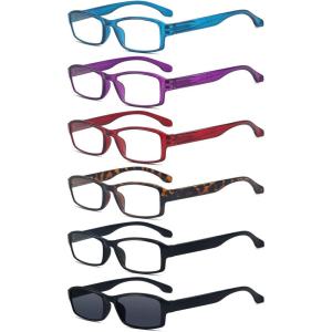 imageEyekepper Reading Glasses 6 Pack Comfort Reader Eyeglasses Include Reading Sunglasses for Men Women 1756 Pairs Mix