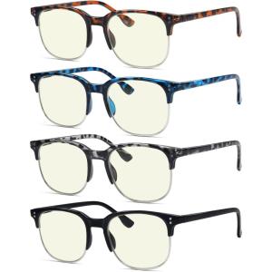 imageEyekepper Reading Glasses Women Men 4Pack Design Semirim Readers Eyeglasses 1754 Pack Mixedcolor Blue Light Blocking Reading Glasses