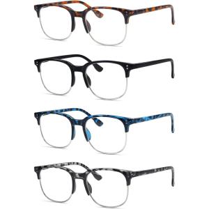 imageEyekepper Reading Glasses Women Men 4Pack Design Semirim Readers Eyeglasses 1754pcsmix