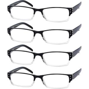 imageEyekepper Reading Glasses4 Pack Include Reading Sunglasses for Women Men Reading Under The SunTwoTone Reader EyeglassesBlack4pcs All Clear Lens