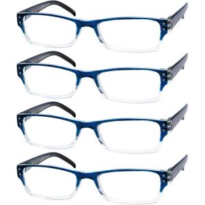 imageEyekepper Reading Glasses4 Pack Include Reading Sunglasses for Women Men Reading Under The SunTwoTone Reader EyeglassesBlue4pcs All Clear Lens