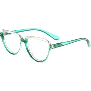 imageEyekepper Eyeglasses for Women Reading Large Frame  Oversize Ladies Half Moon Design Readers  TransparentBlack 175TransparentGreen
