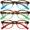 imageEyekepper 3 Pack Round Reading Glasses Oval Stylish Reader Eyeglasses for Women Reading 2503 Pairs Mix