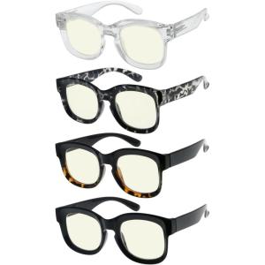 imageEyekepper 4 Packing Large Frame Glasses for Women Reading  Oversize Reading Eyeglasses Readers 300Blue Light Blockingb404 Pairs