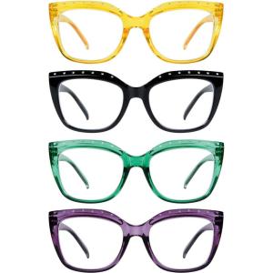 imageEyekepper 4Pack Reading Glasses for Women Rhinestone Readers Cateye Eyeglasses 2254 Pack Mix Color