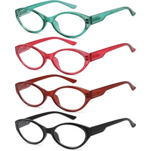 imageEyekepper 4pack Oval Reading Glasses for Women Stylish Readers4 Pack Mix Color