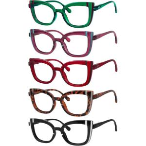 imageEyekepper 5pack Cat Eye Reading Glasses for Women Cute Reader 055 Pack Mix Color