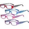 imageEyekepper 4 Pack Ladies Reading Glasses  Stylish Readers for Women Reading with Pattern Arms and Crystals 1754 Pairs Mix