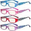 imageEyekepper 4 Pack Ladies Reading Glasses  Stylish Readers for Women Reading with Pattern Arms and Crystals 175Blue Light Blockingb404 Pairs
