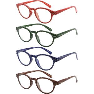 imageEyekeppe 4 Pack Reading Glasses Polka Dots Pattern Oval Round Readers for Women Reading 3504pcsmix
