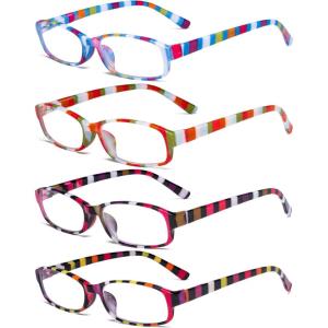 imageEyekepper 4 Pack Ladies Fashion Reading Glasses  Stripe Design Small Lens Readers for Women Reading 2254 Pairs Mix