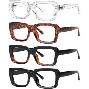 imageEyekepper 4 Pack Ladies Reading Glasses  Stylish Oversized Square Readers for Women4 Pairs Mix