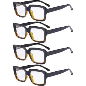 imageEyekepper 4 Pack Ladies Reading Glasses  Stylish Oversized Square Readers for Women4pcs Blacktortoise