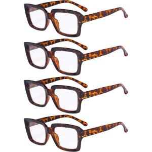 imageEyekepper 4 Pack Ladies Reading Glasses  Stylish Oversized Square Readers for Women4pcstortoise