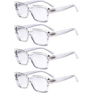 imageEyekepper 4 Pack Ladies Reading Glasses  Stylish Oversized Square Readers for Women4pcstransparent