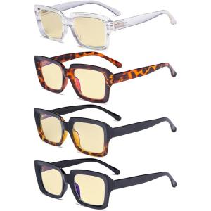 imageEyekepper 4 Pack Ladies Reading Glasses  Stylish Oversized Square Readers for WomenBlue Light Blockingb604 Pairs