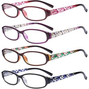 imageEyekepper 4 Pack Print Womens Reading Glasses  Ladies Fashion Small Readers for Women Reading 2504 Pairs Mix