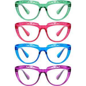 imageEyekepper 4Pack Reading Glasses for Women Rhinestone Readers Oversize HalfMoon Design Eyeglasses4pcsmix