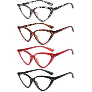 imageEyekepper 4pack Reading Glasses for Women Cateye Readers Oversized4 Pack Mix Color