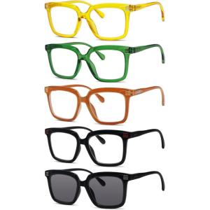 imageEyekepper 5Pack Square Reading Glasses for Women Large Frame Readers 2005pcsmix