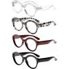 imageEyekepper 4 Packing Round Reading Glasses Women Large Frame Stylish Readers 2004pcsmix