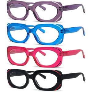 imageEyekepper 4 Pack Rectangle Reading Glasses for Women Stylish Readers4 Pack Mix Color