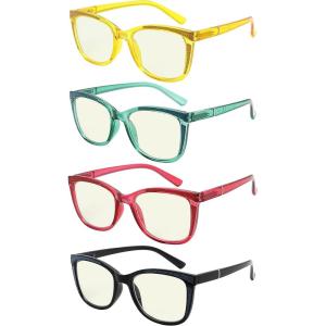 imageEyekepper 4Pack Ladies Reading Glasses Cateye Pattern Design Readers for Women 400Blue Light Blocking Reading Glasses