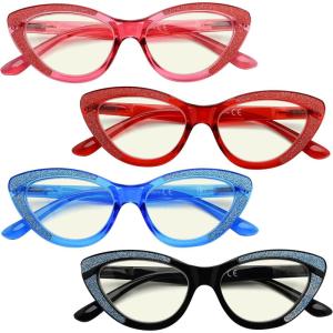 imageEyekepper 4pack Cateye Design Reading Glasses for Women Reading  Chic Ladies ReadersBlue Light Blocking Reading Glasses