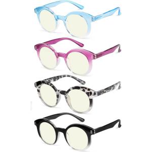 imageEyekepper 4pack Round Reading Glasses Women Small Lens Readers 00Blue Light Blocking Reading Glasses