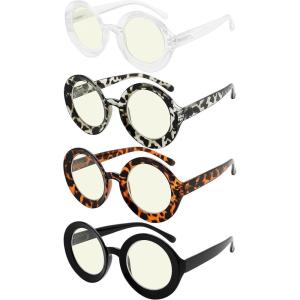 imageEyekepper 4pack Round Reading Glasses for Women Reading  Oversized Ladies Readers 275Blue Light Blocking Reading Glasses
