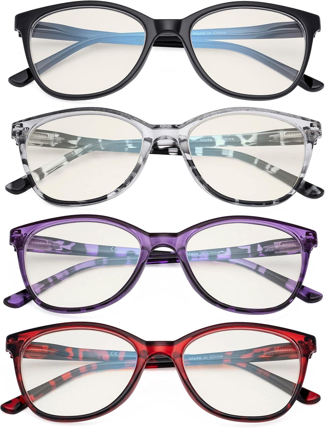 imageEyekepper 4 Pack Oversized Blue Light Filter Glasses  Cat Eye Design Computer Reading Glasses for Women Anti Screen Glare Blocking Digital Blue Rays 000Blue Light Blockingb404 Pairs