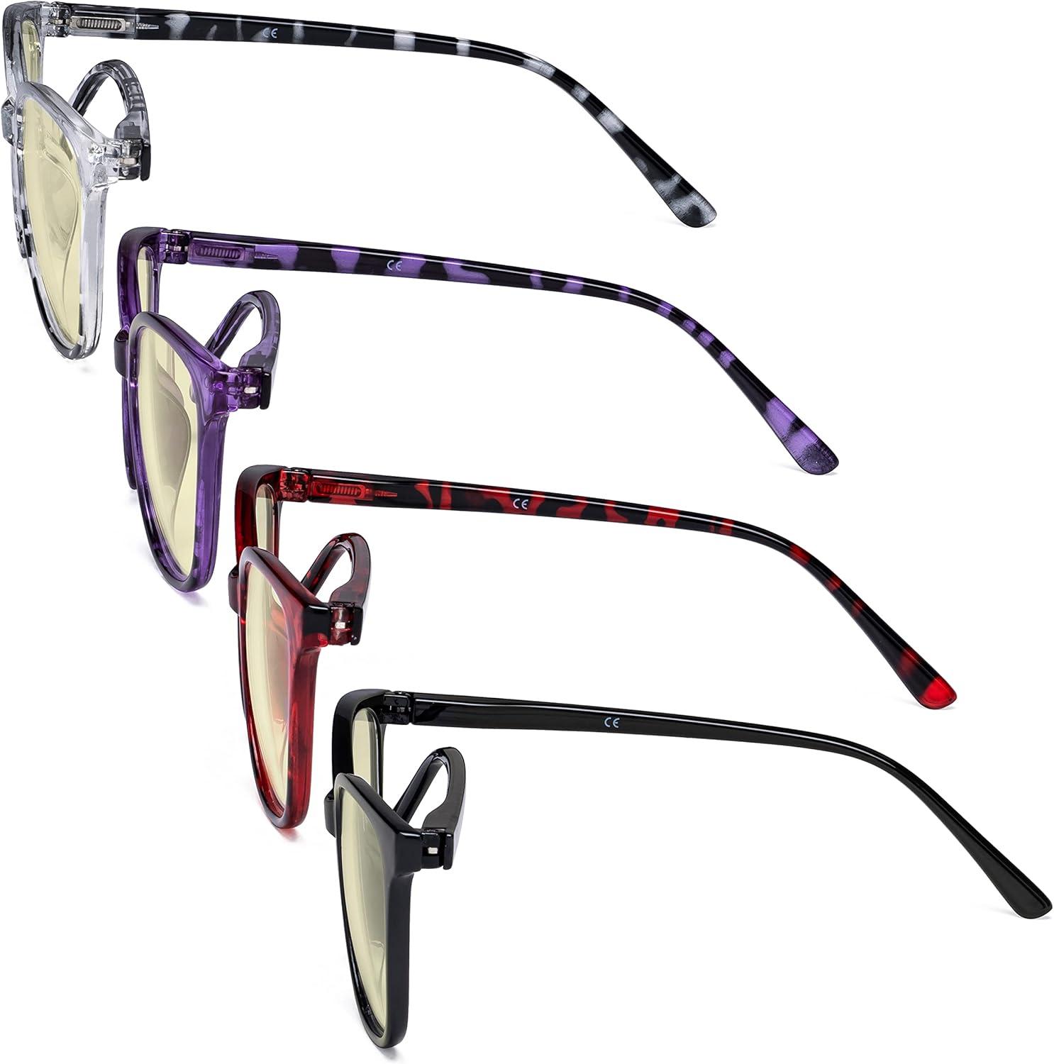 imageEyekepper 4 Pack Oversized Blue Light Filter Glasses  Cat Eye Design Computer Reading Glasses for Women Anti Screen Glare Blocking Digital Blue Rays 000Blue Light Blockingb604 Pairs