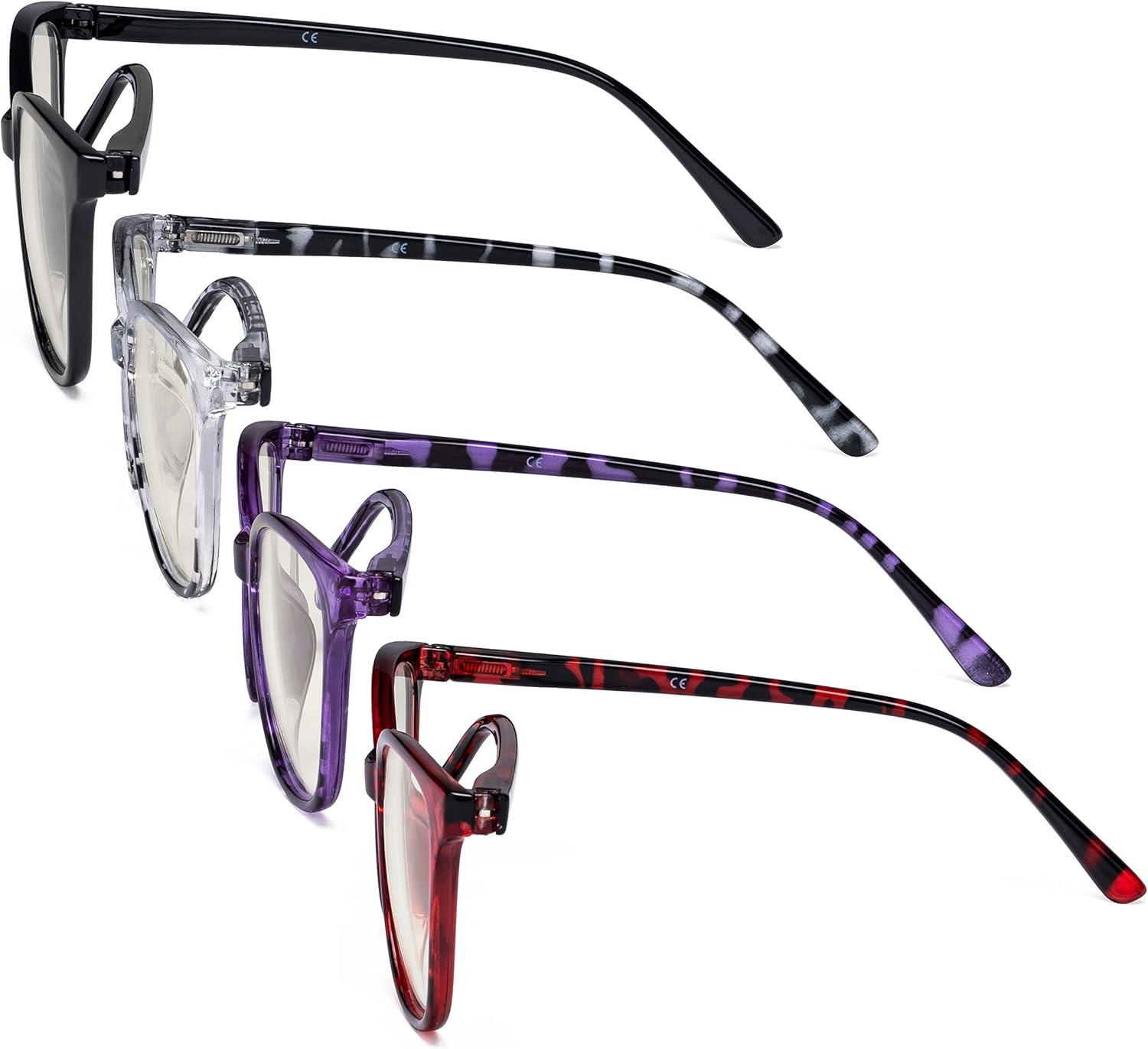 imageEyekepper 4 Pack Oversized Blue Light Filter Glasses  Cat Eye Design Computer Reading Glasses for Women Anti Screen Glare Blocking Digital Blue Rays 000Blue Light Blockingb404 Pairs