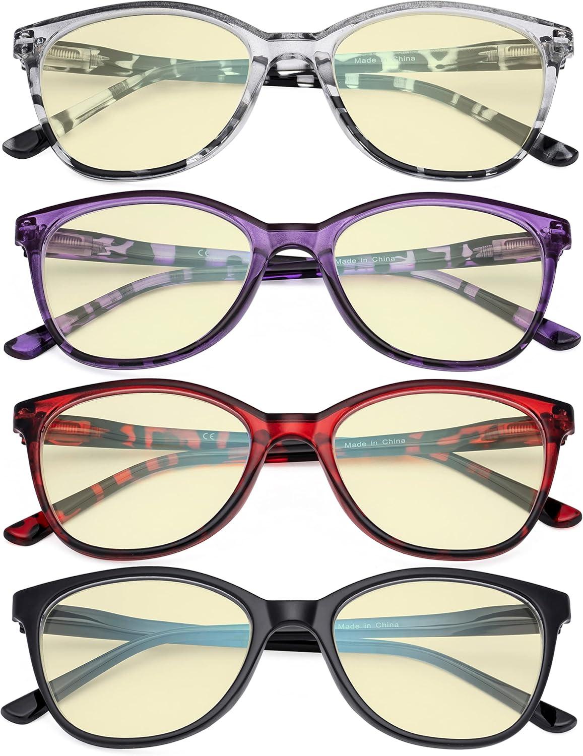 imageEyekepper 4 Pack Oversized Blue Light Filter Glasses  Cat Eye Design Computer Reading Glasses for Women Anti Screen Glare Blocking Digital Blue Rays 000Blue Light Blockingb604 Pairs