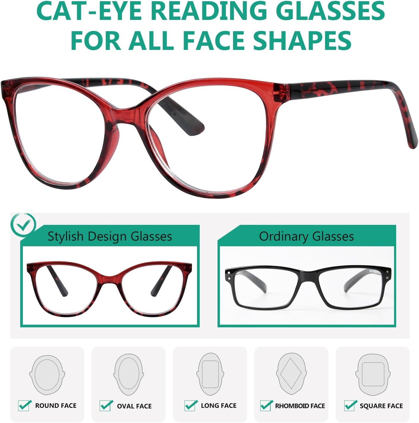 imageEyekepper 4 Pack Oversized Blue Light Filter Glasses  Cat Eye Design Computer Reading Glasses for Women Anti Screen Glare Blocking Digital Blue Rays 0004 Pairs Mix