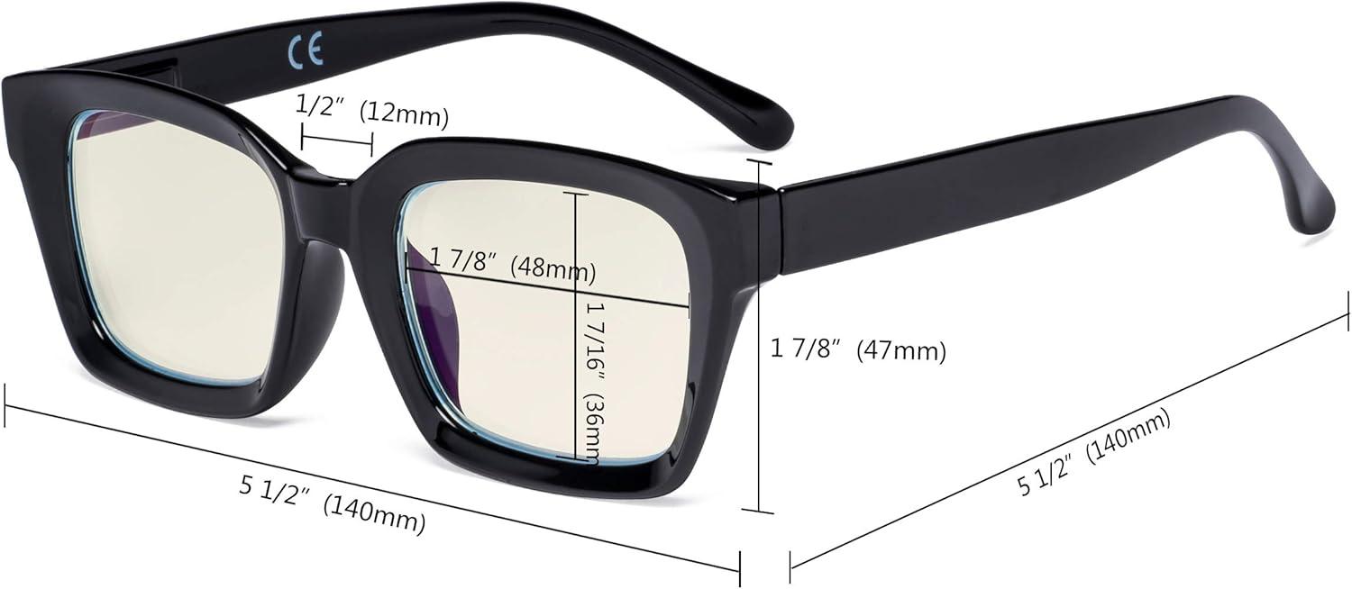 imageEyekepper Ladies Computer Glasses  Blue Light Filter Readers Women  UV420 Protection Oversized Square Design Reading Eyeglasses  Black 050Tortoisebb40 Lens