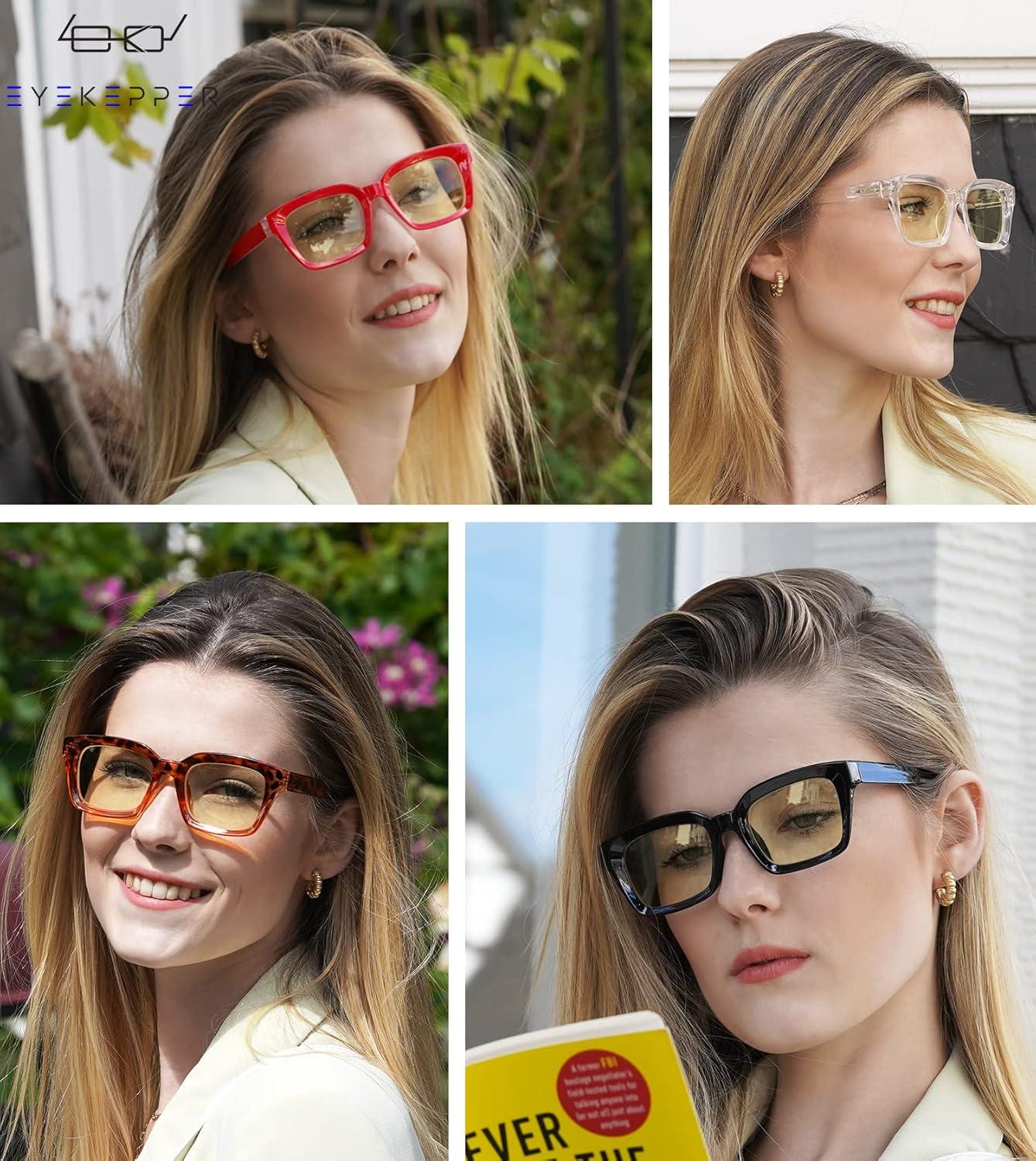 imageEyekepper Ladies Computer Glasses  Blue Light Filter Readers Women  UV420 Protection Oversized Square Design Reading Eyeglasses  Black 050Tortoisebb60 Lens