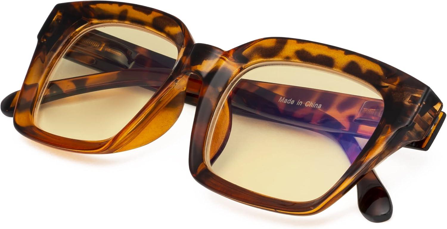 imageEyekepper Ladies Computer Glasses  Blue Light Filter Readers Women  UV420 Protection Oversized Square Design Reading Eyeglasses  Black 050Tortoisebb60 Lens