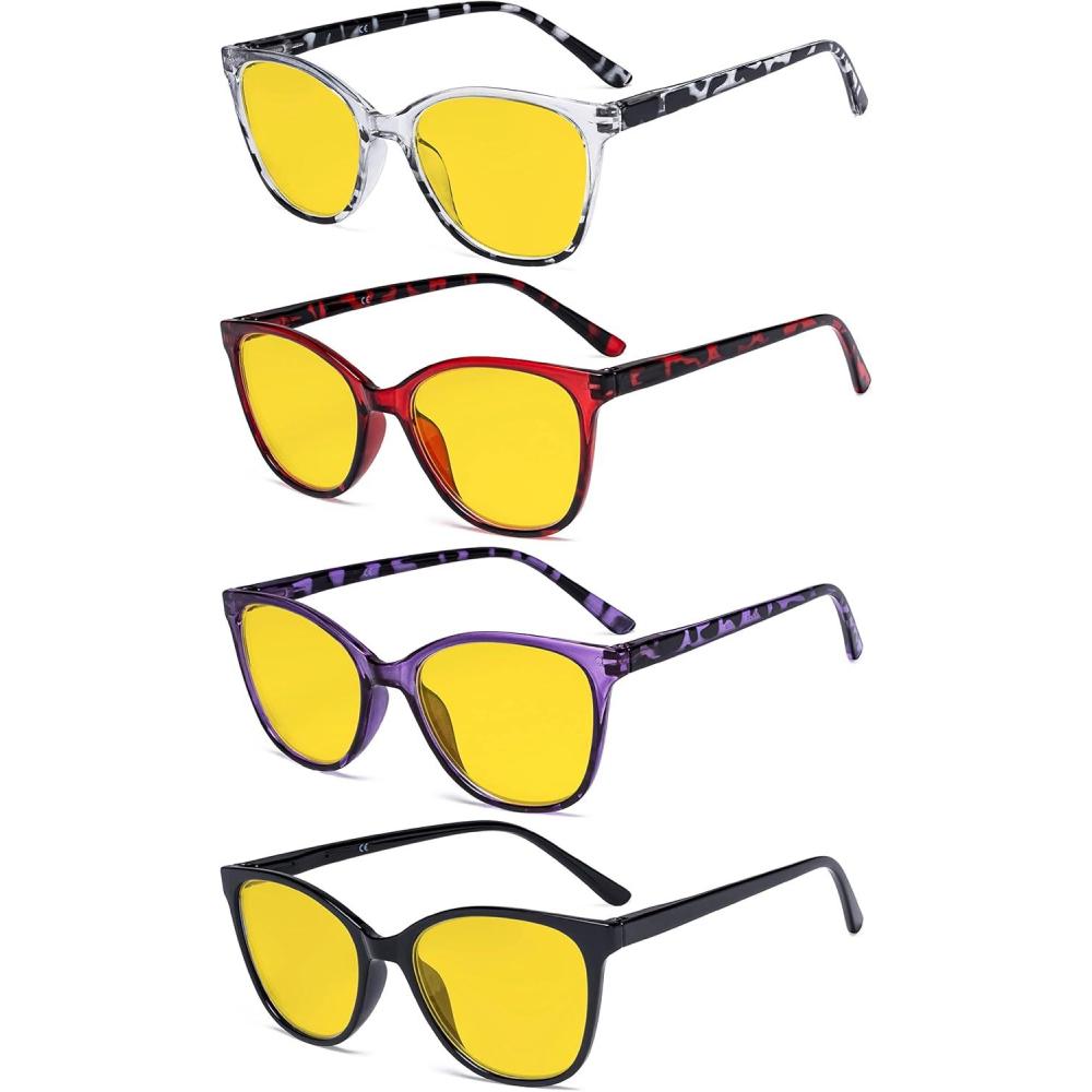 imageEyekepper 4 Pack Oversized Blue Light Filter Glasses  Cat Eye Design Computer Reading Glasses for Women Anti Screen Glare Blocking Digital Blue Rays 000Blue Light Blockingb904 Pairs