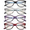 imageEyekepper 4 Pack Oversized Blue Light Filter Glasses  Cat Eye Design Computer Reading Glasses for Women Anti Screen Glare Blocking Digital Blue Rays 000Blue Light Blockingb404 Pairs