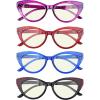 imageEyekepper 4pack Cat Eye Reading Glasses Blue Light Blocking Women Readers 050Blue Light Blocking Reading Glasses