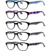 imageEyekepper 5 Pack Computer Reading Glasses Cat Eye Blue Light Blocking Readers 000Mix