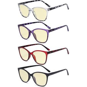 imageEyekepper 4 Pack Oversized Blue Light Filter Glasses  Cat Eye Design Computer Reading Glasses for Women Anti Screen Glare Blocking Digital Blue Rays 000Blue Light Blockingb604 Pairs
