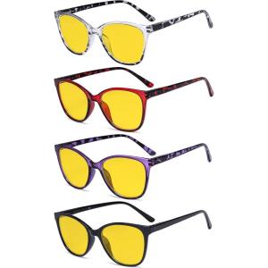 imageEyekepper 4 Pack Oversized Blue Light Filter Glasses  Cat Eye Design Computer Reading Glasses for Women Anti Screen Glare Blocking Digital Blue Rays 000Blue Light Blockingb904 Pairs