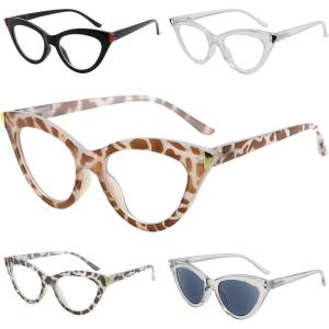 imageEyekepper 4pack Reading Glasses Blue Light Blocking Cateye Computer Glasses Readers Women 005pcsmix