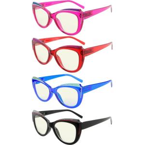 imageEyekepper 4pack Reading Glasses Blue Light Blocking for Women Bling Design Cateye Readers 050Blue Light Blocking Reading Glasses