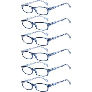 imageEyekepper 5Packs Metalless Design Reading Glasses for Women Screwless Spring Hinges Ladies Readers 306 Pairs Blue