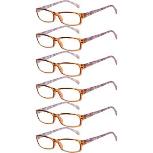 imageEyekepper 5Packs Metalless Design Reading Glasses for Women Screwless Spring Hinges Ladies Readers 306 Pairs Brown