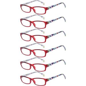 imageEyekepper 5Packs Metalless Design Reading Glasses for Women Screwless Spring Hinges Ladies Readers 306 Pairs Red
