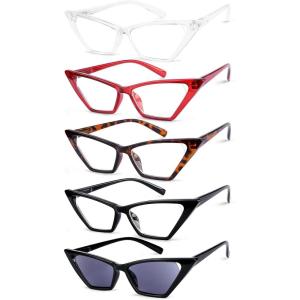 imageEyekepper 5pack Cat Eye Reading Glasses Women Oversized Readers5 Pack Mix Color